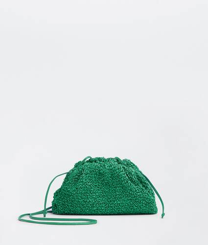 Mini bouclé curly raffia clutch with strap