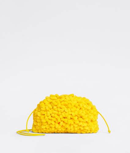 Mini-mop effect twisted chenille clutch with strap