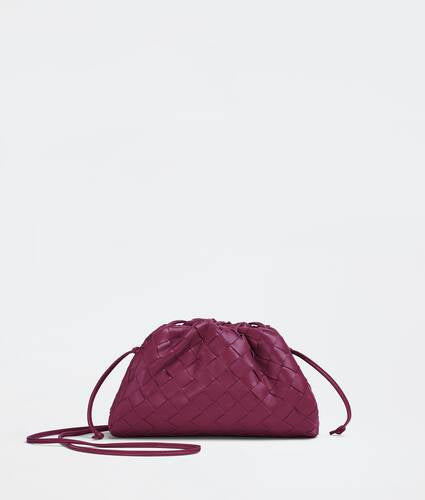 Mini intrecciato leather clutch with strap