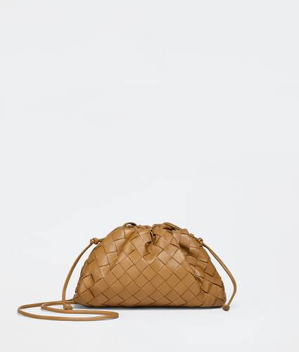 Mini intrecciato leather clutch with strap