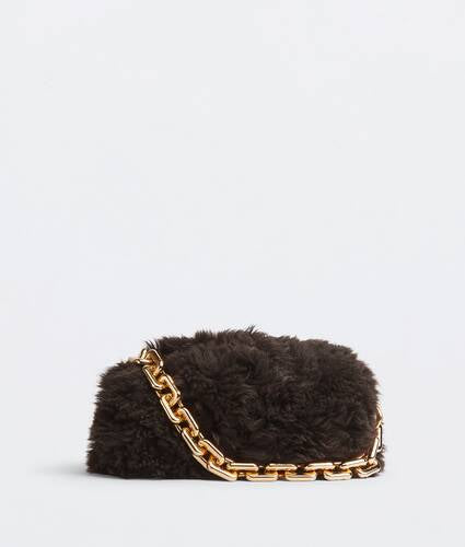 Shearling clutch with chain