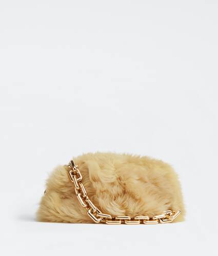 Shearling clutch with chain