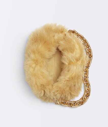 Shearling clutch with chain