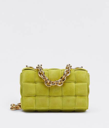 Padded intreccio suede cross-body bag