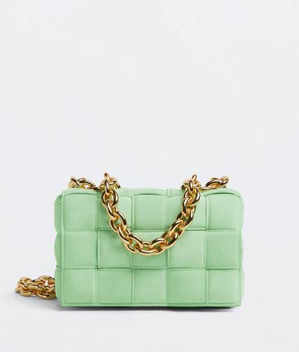 Padded intreccio suede cross-body bag