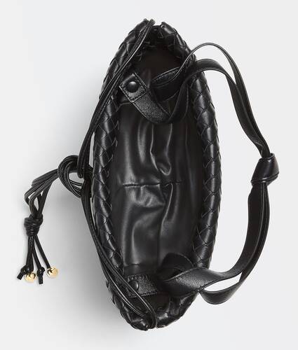 Small intrecciato leather bag with top handle and Strap