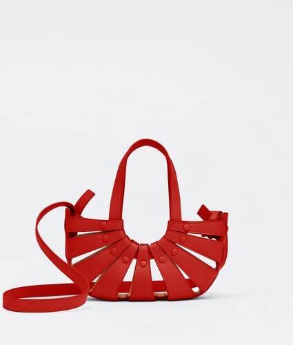 Small cut-out leather tote bag with detachable strap