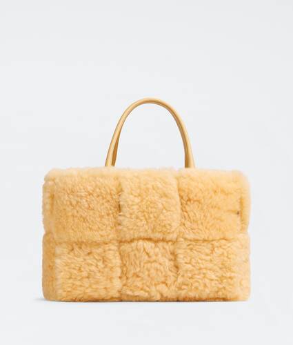 Small intrecciato shearling tote bag