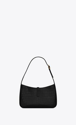 LE 5 À 7 HOBO BAG IN CROCODILE-EMBOSSED SHINY LEATHER