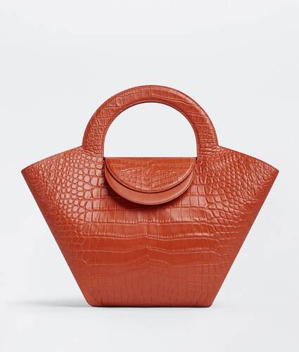 Medium embossed leather top handle tote bag