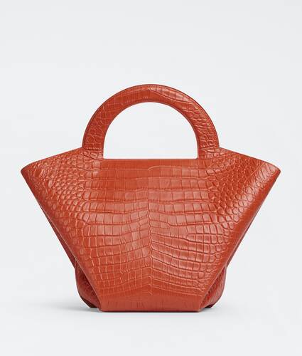 Medium embossed leather top handle tote bag