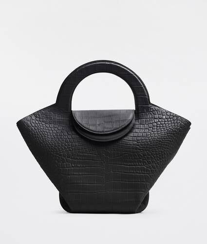 Medium embossed leather top handle tote bag