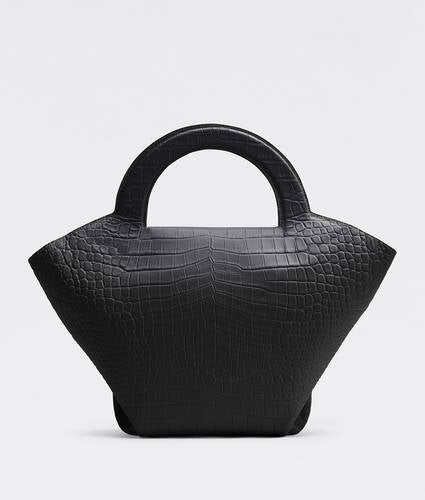 Medium embossed leather top handle tote bag