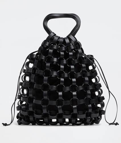 Leather chain top handle shopper bag