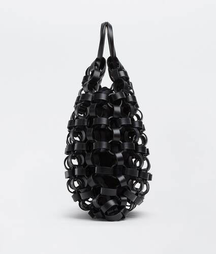 Leather chain top handle shopper bag