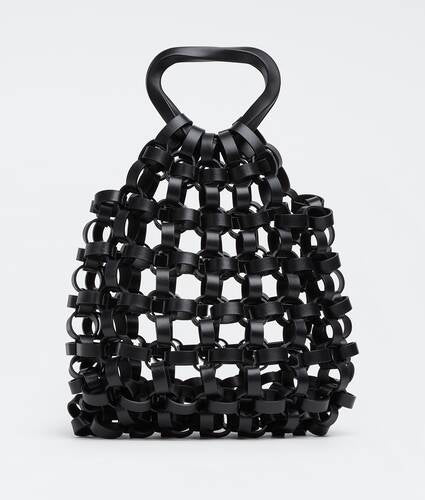 Leather chain top handle shopper bag