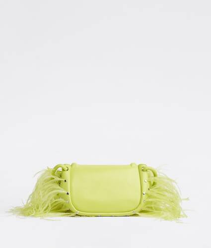 Small leather and ostrich feather crossbody bag