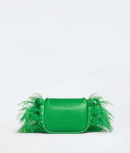 Small leather and ostrich feather crossbody bag