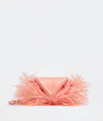 Small leather and ostrich feather crossbody bag