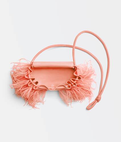 Small leather and ostrich feather crossbody bag