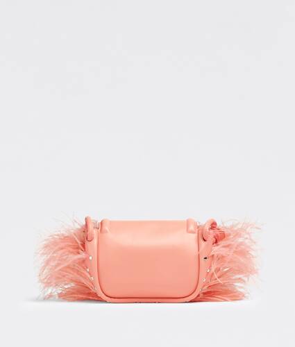 Small leather and ostrich feather crossbody bag