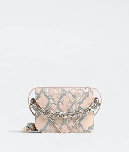 Small faded python print leather envelope bag