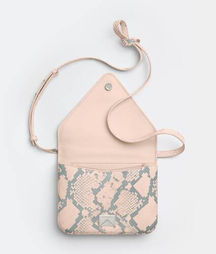 Small faded python print leather envelope bag