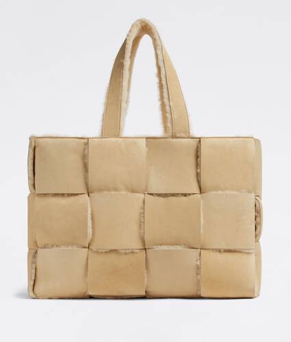 Reversible intreccio shearling tote bag