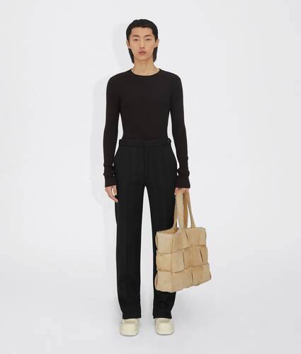 Reversible intreccio shearling tote bag