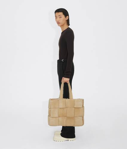 Reversible intreccio shearling tote bag