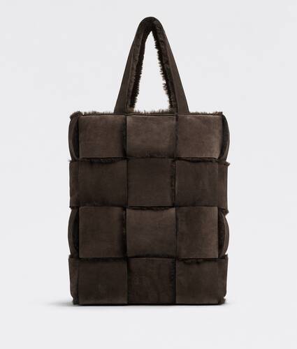 Reversible intreccio shearling tote bag