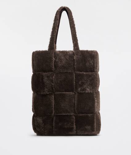 Reversible intreccio shearling tote bag