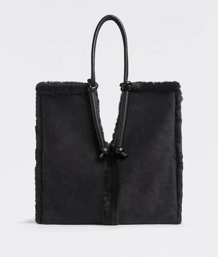 Reversible shearling tote bag