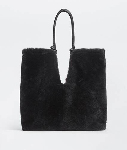 Reversible shearling tote bag