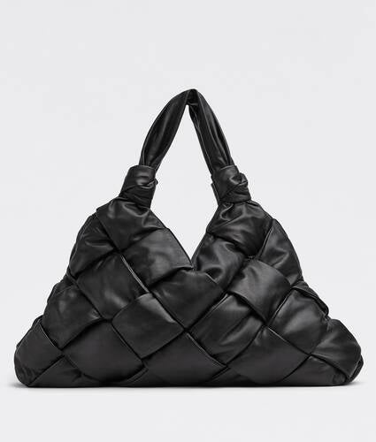 Large padded intreccio leather shoulder bag