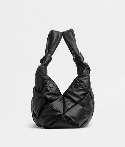 Large padded intreccio leather shoulder bag