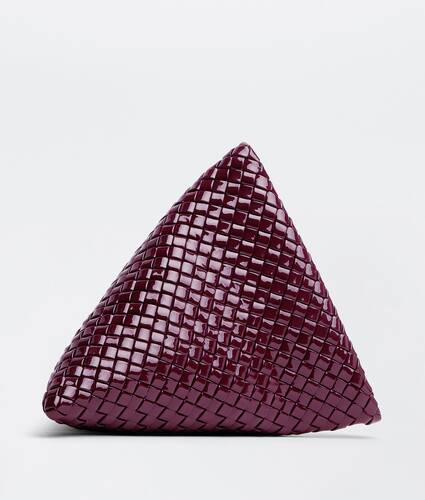 Triangle Intrecciato Patent-Leather Clutch