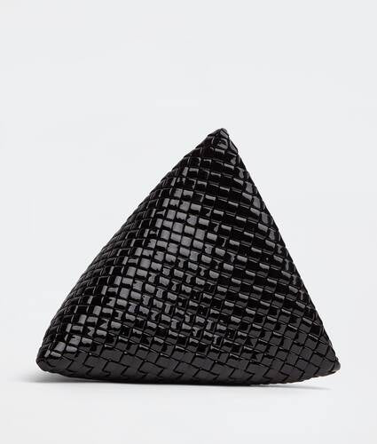 Triangle Intrecciato Patent-Leather Clutch