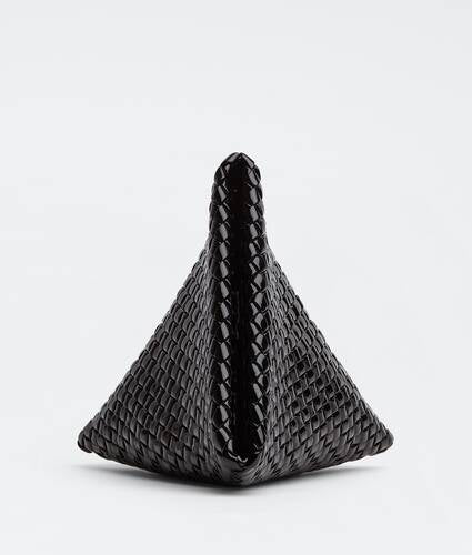 Triangle Intrecciato Patent-Leather Clutch