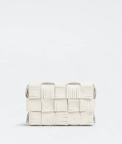 Fringed intreccio leather cross-body bag