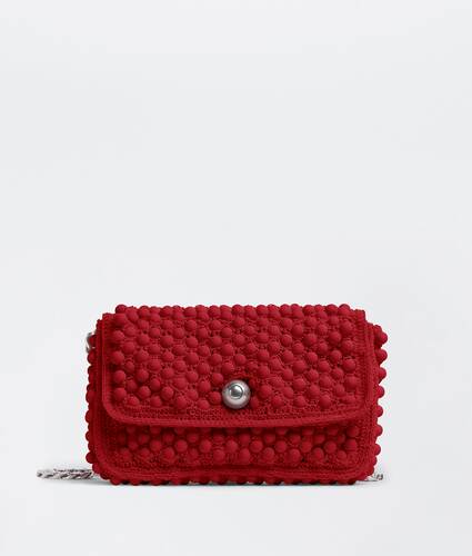 Rubber bead-embellished crochet shoulder bag