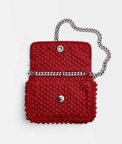 Rubber bead-embellished crochet shoulder bag