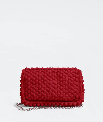 Rubber bead-embellished crochet shoulder bag