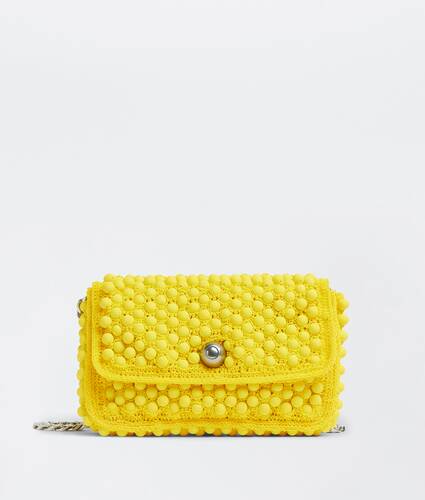 Rubber bead-embellished crochet shoulder bag