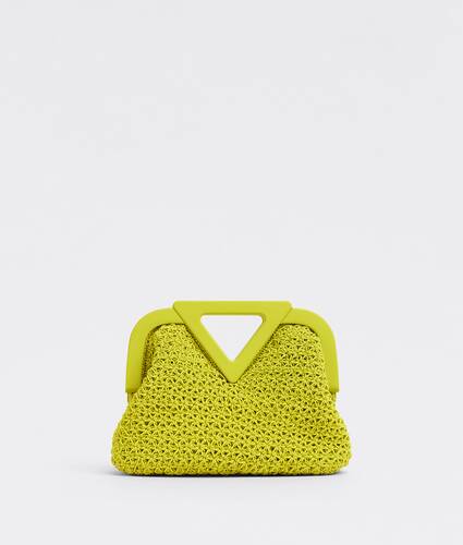 Small rubber crochet top handle bag with detachable strap