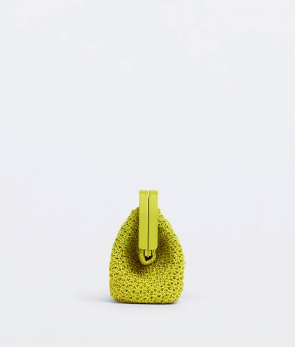 Small rubber crochet top handle bag with detachable strap