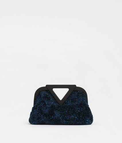 Small chenille bouclé top handle bag with detachable strap