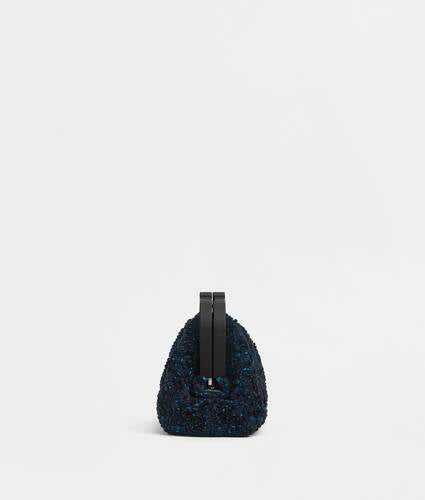 Small chenille bouclé top handle bag with detachable strap