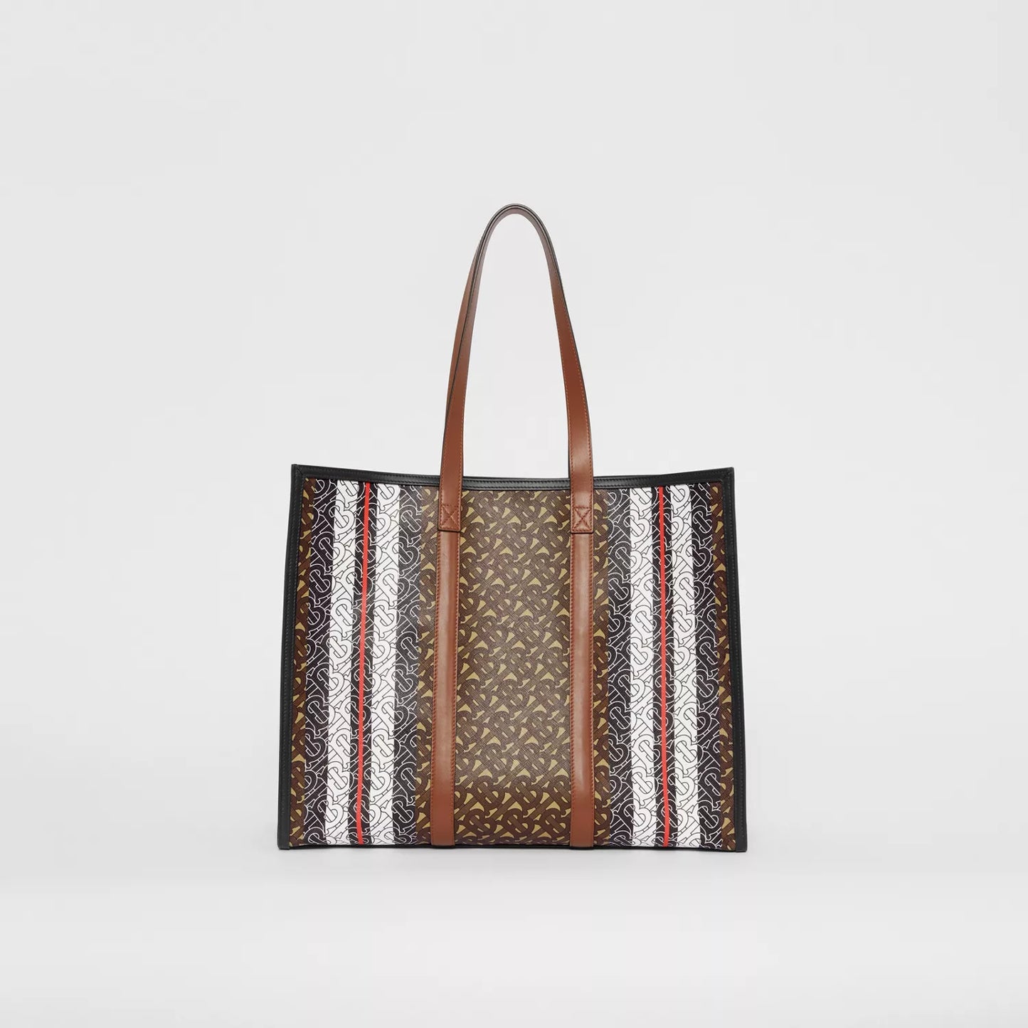 Monogram Stripe Print Tote Bag