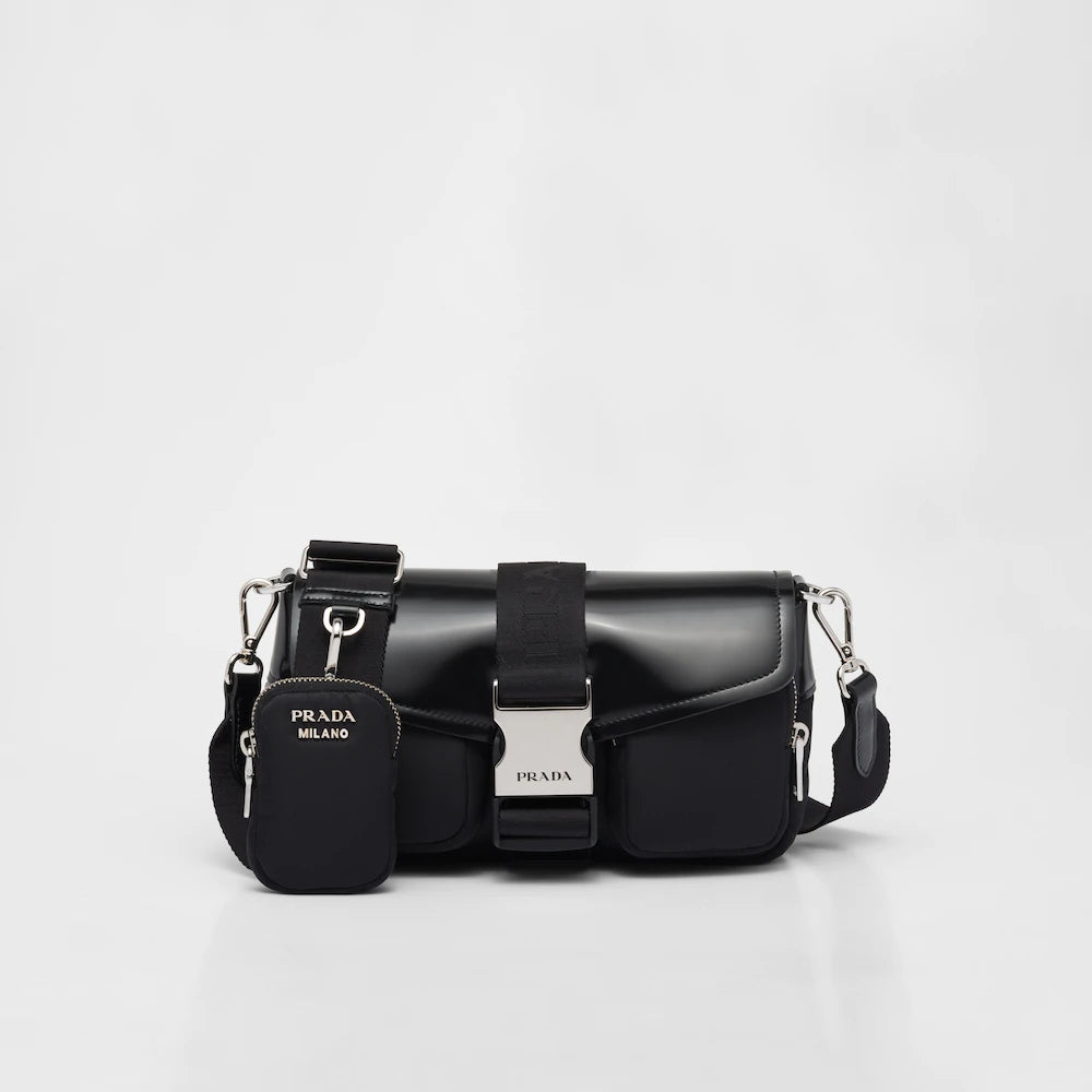 Prada Pocket nylon and brushed leather bag